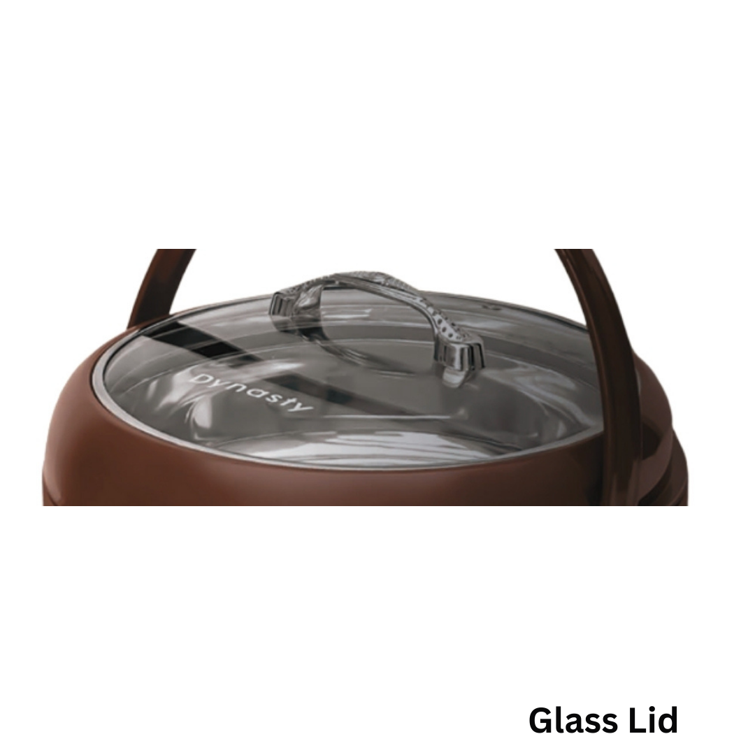 Dynasty Premium Hotpot Glass Lid with Steel Handle – Heat Resistant, Durable & Easy Grip