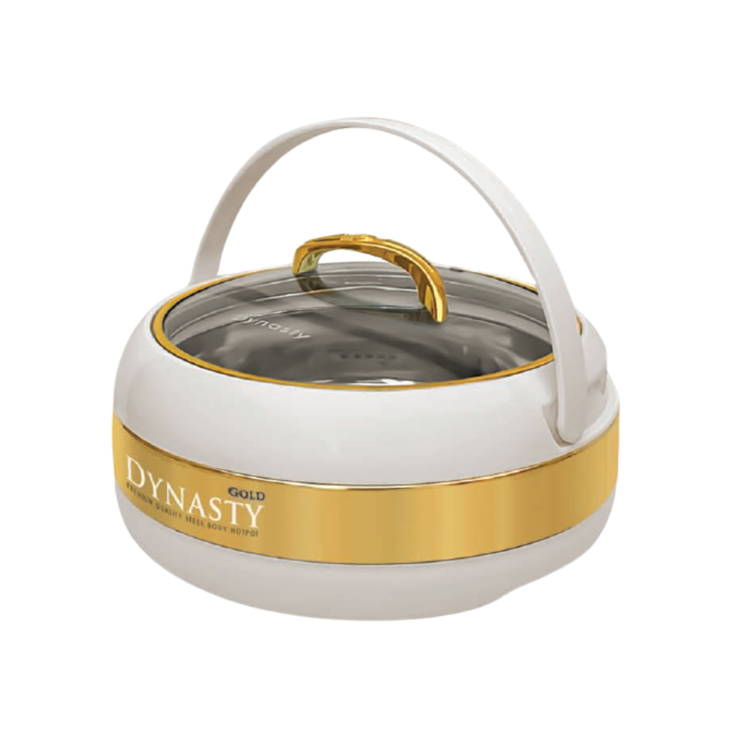 Dynasty Premium White & Gold Hotpot Food warmer and Water Cooler Set 4-Pcs