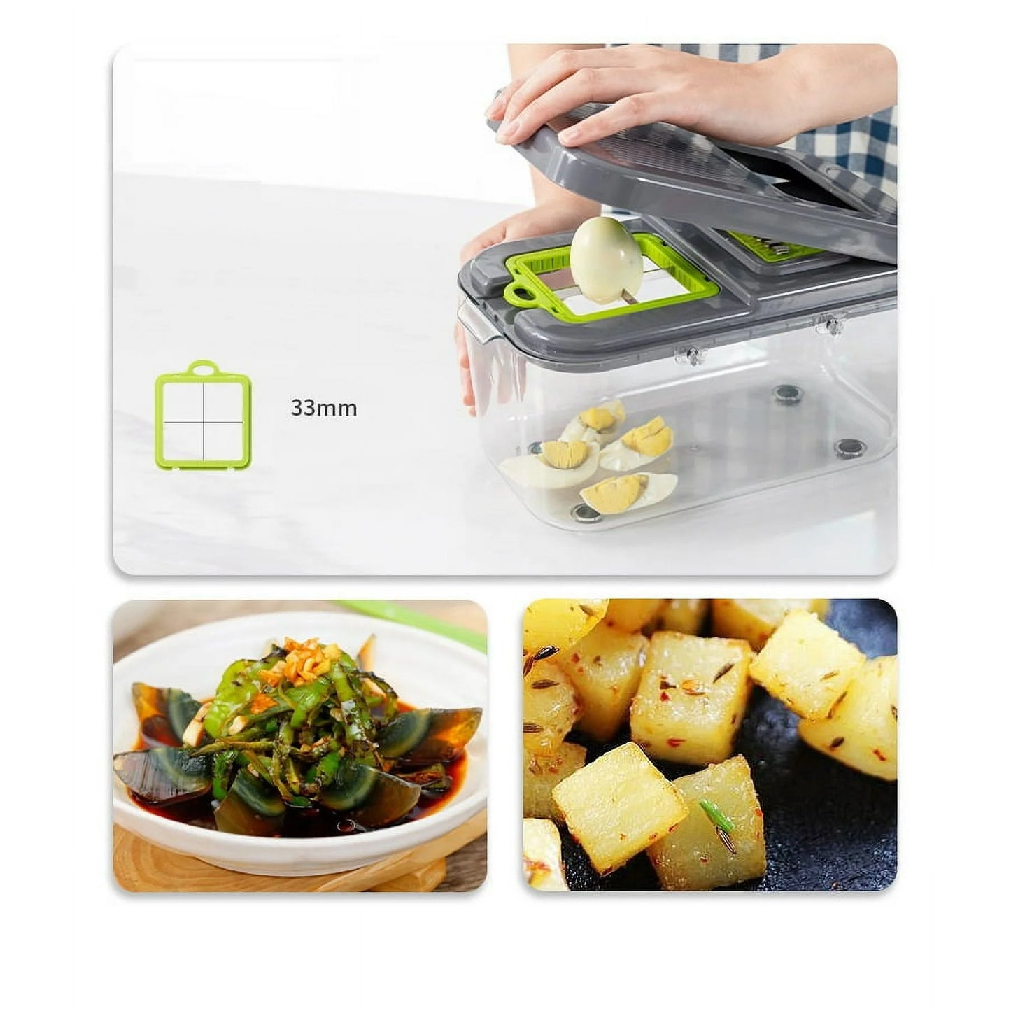 22-in-1 Multifunctional Vegetable Cutter & Slicer with Colander Basket – BPA-Free Kitchen Chopper for Fruits, Salad & Cheese