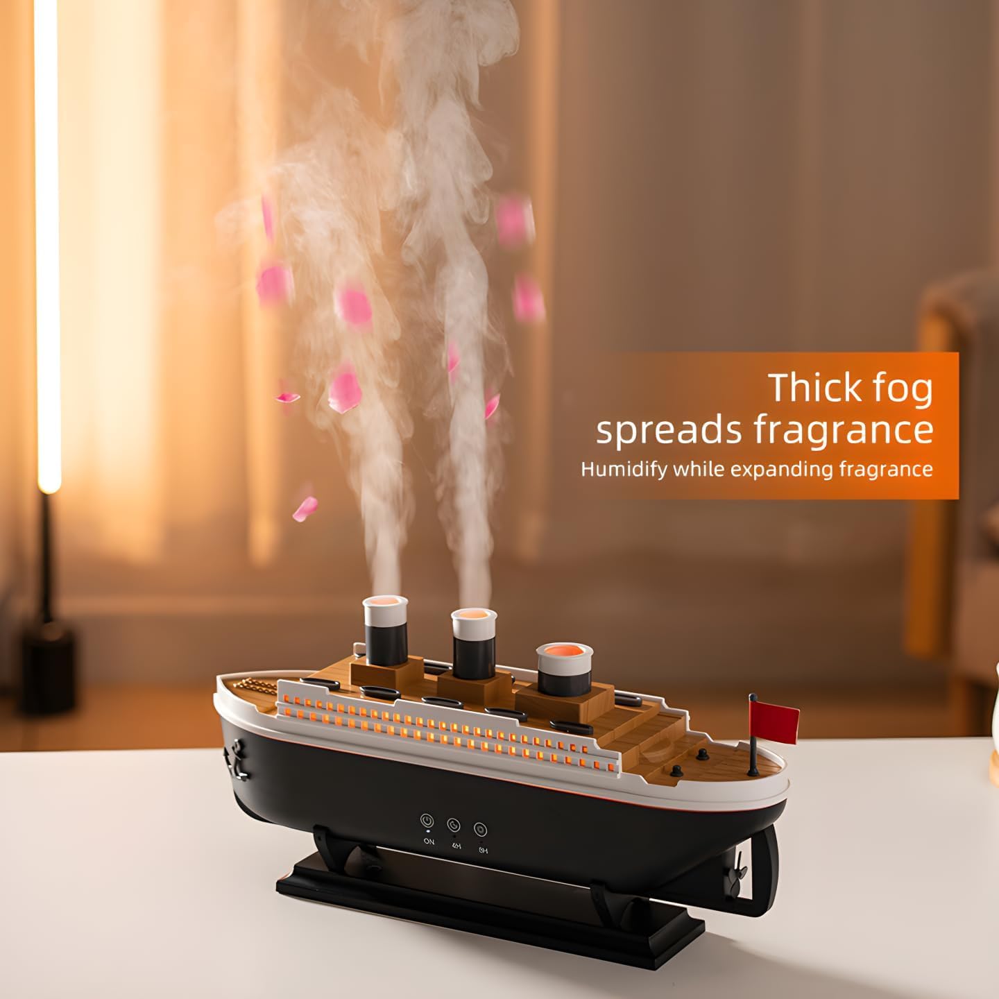 Titanic Steam Ship Design Humidifier & Aroma Diffuser | Ultrasonic Mist with Multi-Color LED | 250ml