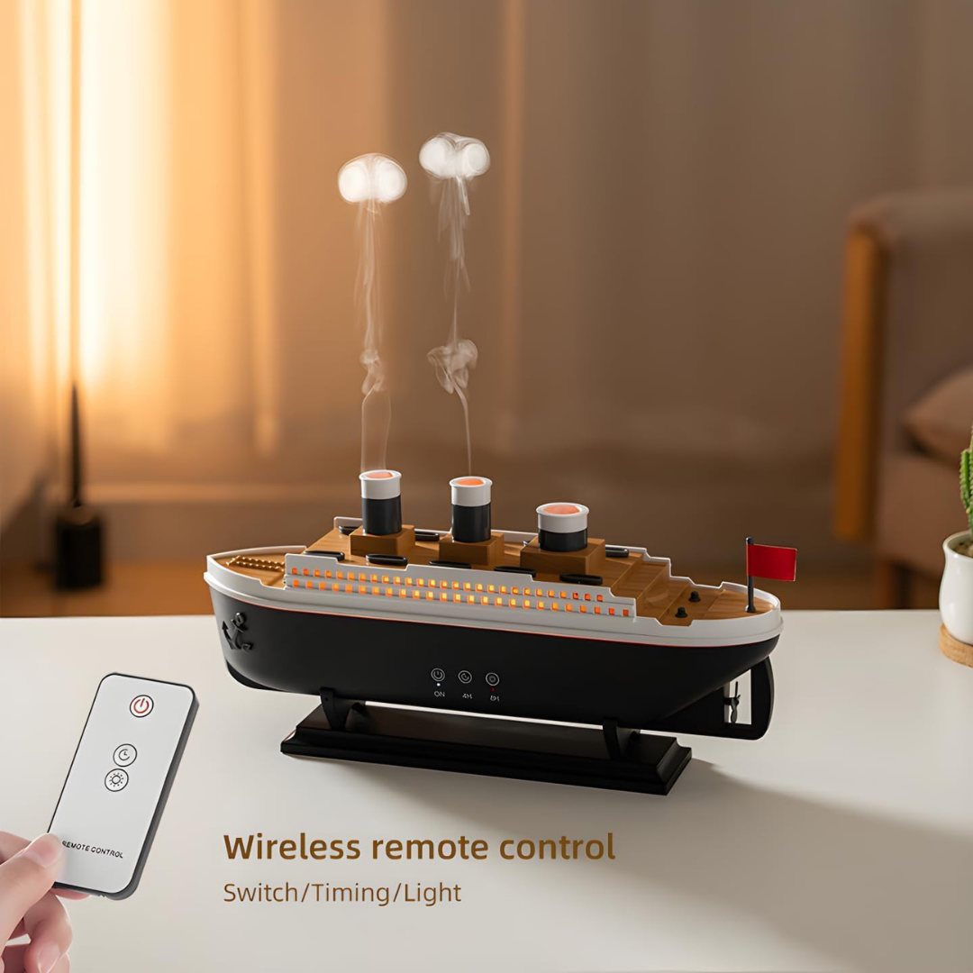 Titanic Steam Ship Design Humidifier & Aroma Diffuser | Ultrasonic Mist with Multi-Color LED | 250ml