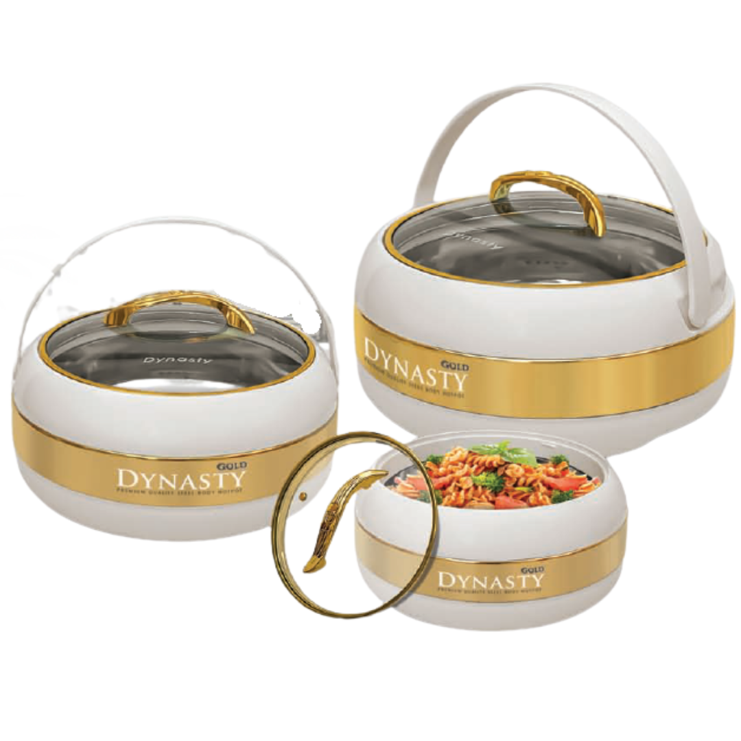 Dynasty Premium White & Gold Hotpot Set 3-Pcs