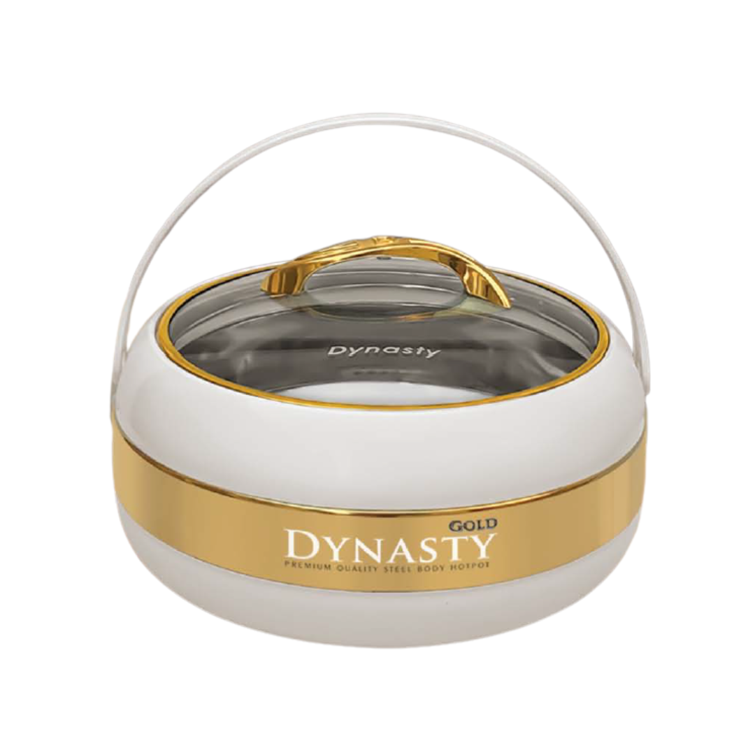 Dynasty Premium White & Gold Hotpot Food warmer and Water Cooler Set 4-Pcs