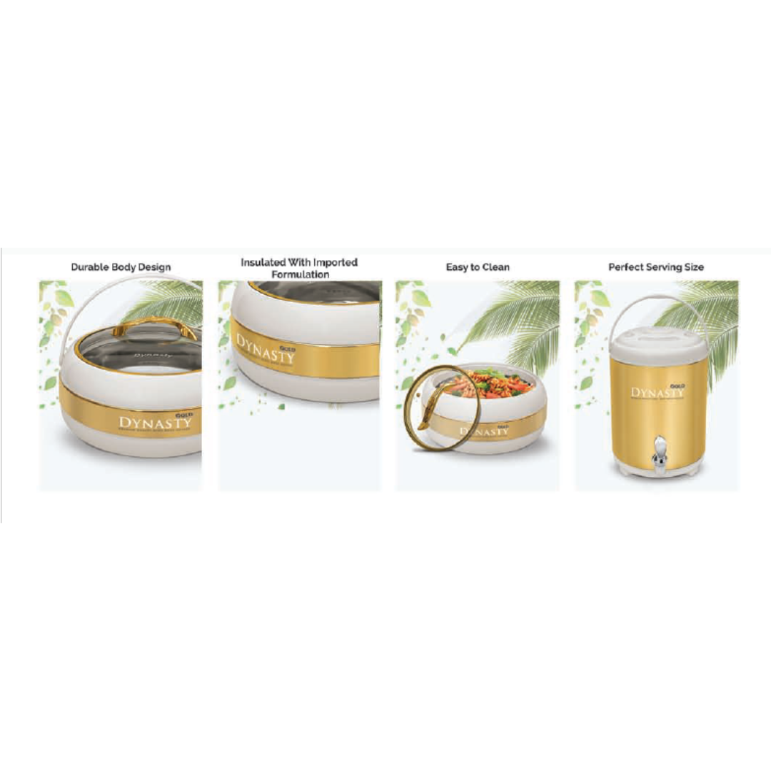 Dynasty Premium White & Gold Hotpot Set 3-Pcs