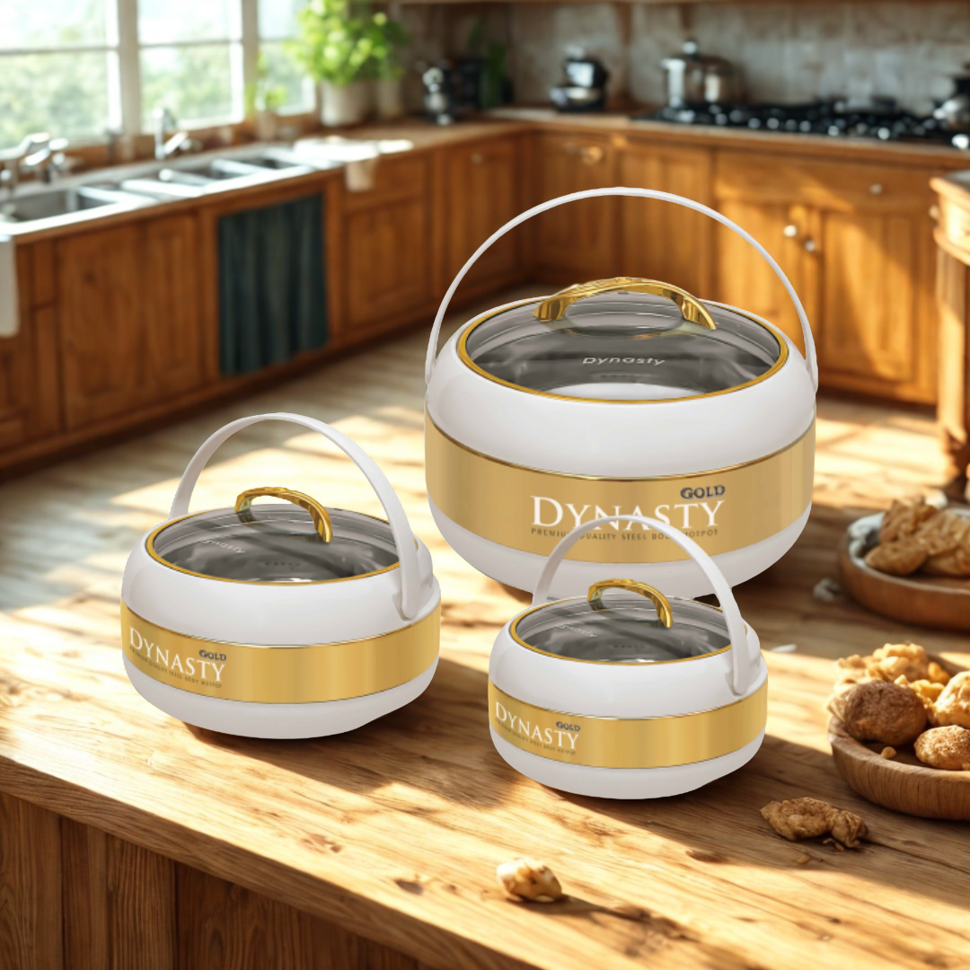 Dynasty Premium White & Gold Hotpot Set 3-Pcs