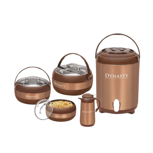 Dynasty Classic 5Pcs Hotpot Set – 3 Hotpots + Water Cooler + Thermos Flask