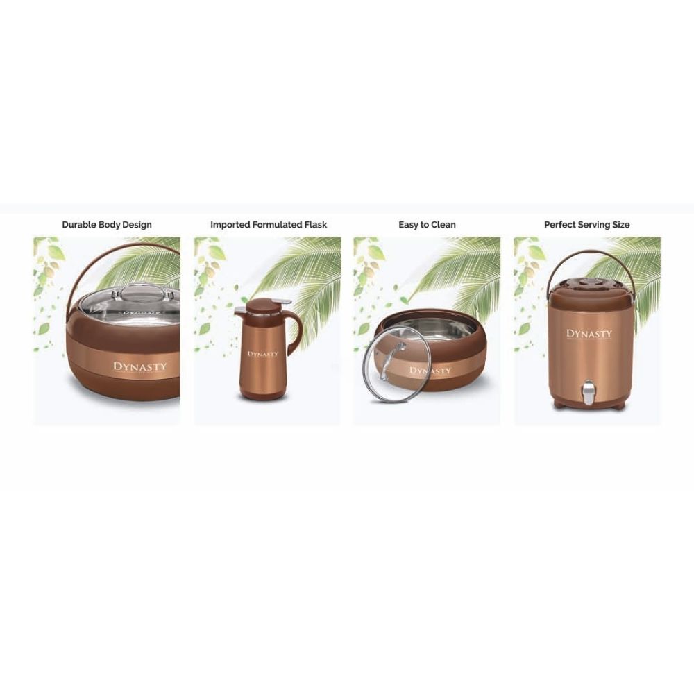 Dynasty Classic 5Pcs Hotpot Set – 3 Hotpots + Water Cooler + Thermos Flask