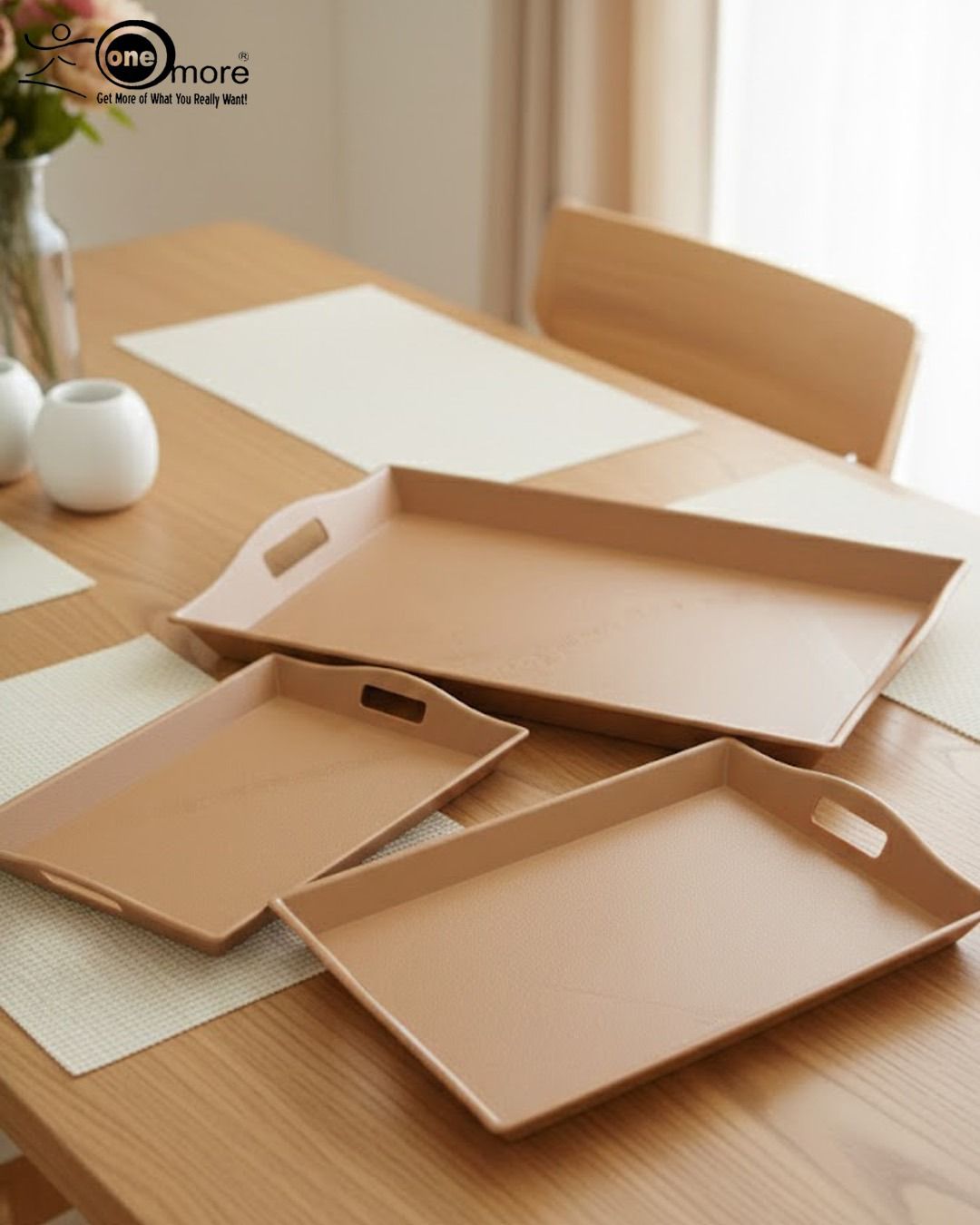 Fiber Serving Tray – 3 Pcs Set | Lightweight & Durable