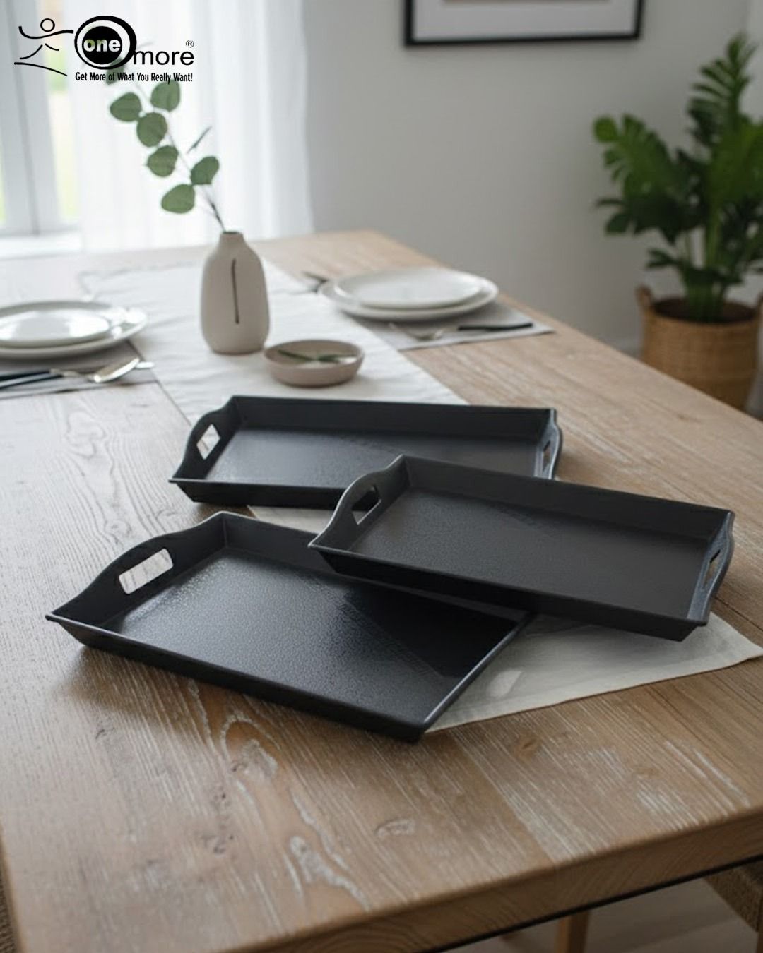 Fiber Serving Tray – 3 Pcs Set | Lightweight & Durable